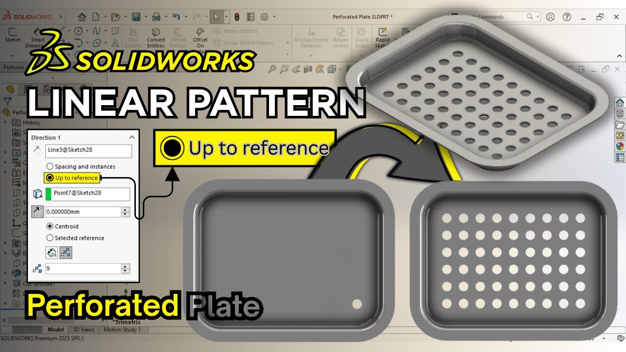 Solidworks Linear Pattern SOLIDWORKS Tutorial: Linear Pattern with Up to Reference on a ...