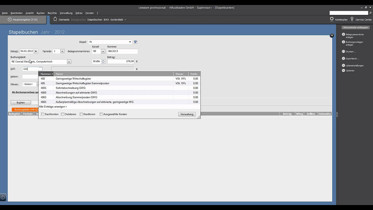 Update Workshop Buchen von Eingangsrechnungen im Stapel im Lexware Buchhalter 2012
