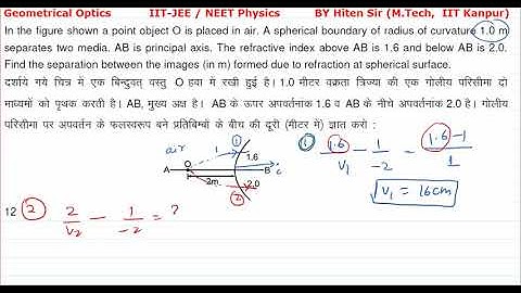 In the figure shown a point object O is placed in air  A spherical boundary of radius of curvature 1
