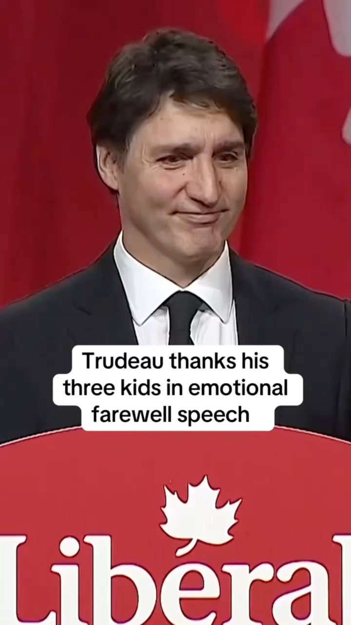 Justin Trudeau thanks his 3 kids in emotional farewell speech #shorts
