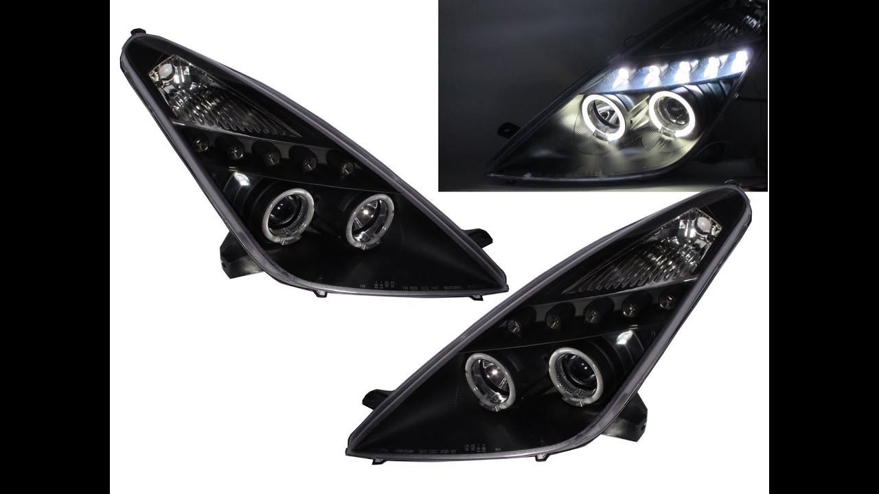 CrazyTheGod CELICA ZZT230 1999 2006 LED Angel Eye Projector Headlight 