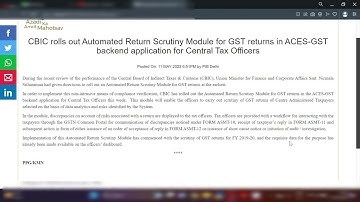 GST rolls out module for automated scrutiny of GST return