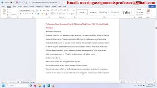 Performance-Based Assessment Part A: Medication Math Exam / NSG 320: Adult Health Nursing I.