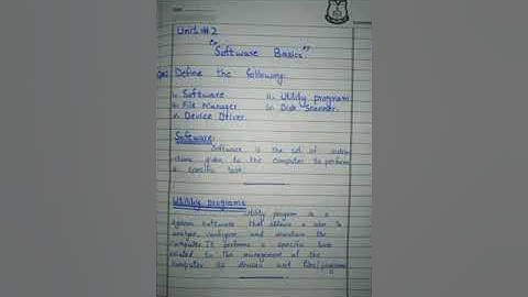 Chapter #2 Software Basics Short Question Software and Utility Program Computer Education class-7th