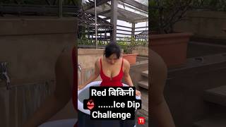 Neha Sharma Ice Dip Challenge In Red Bikini