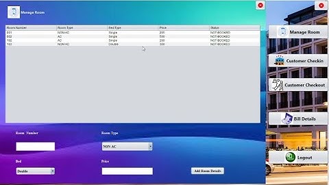 #09 Manage Room page Front-end design for Hotel Management System Project in java Netbeans and MySQL