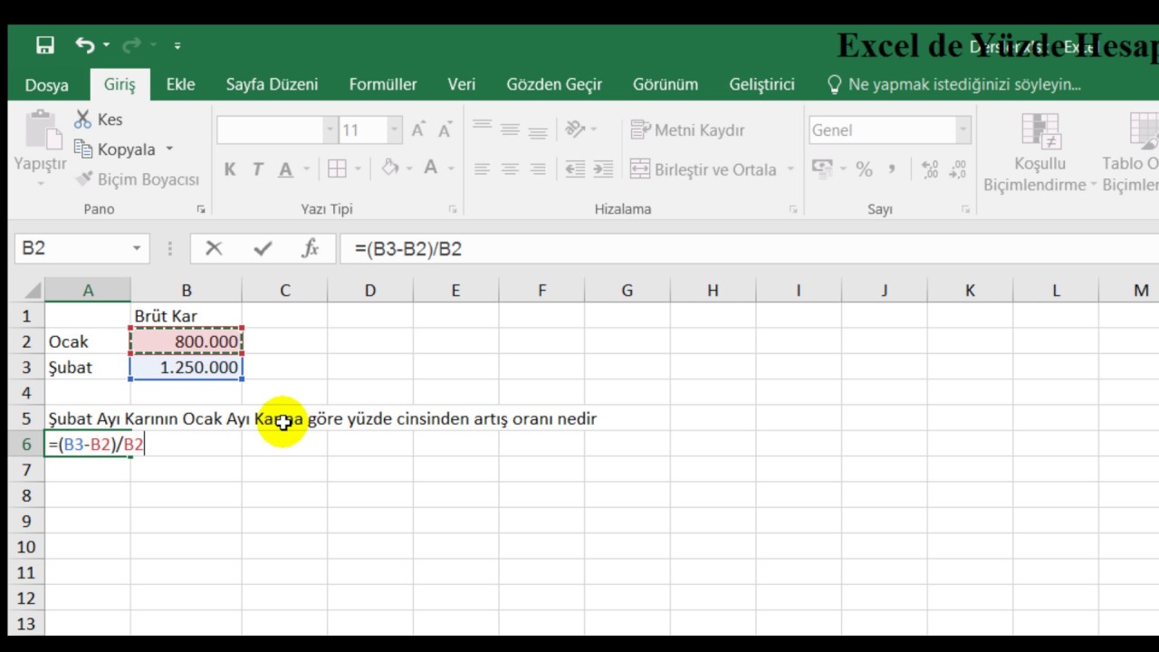 Excel Dersleri - Excelde Yüzde Hesaplama Örnekleri ve Formülleri - YouTube