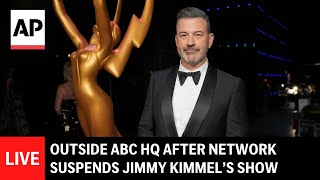 LIVE: Outside ABC HQ after network suspends Jimmy Kimmel’s show