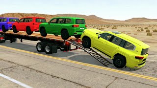 Toyota Cars vs Train | Truck Man Flatbed vs Train Beamng.drive 046 screenshot 5