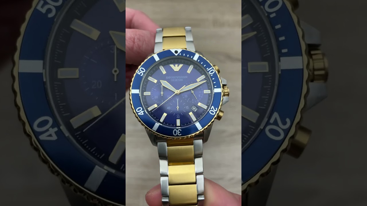 Emporio Armani Blue Dial Two-Tone Chronograph Men’s Watch AR11362 