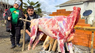 25 KG WHOLE LAMB COOKING FOR 8 HOURS | SAVORY ROAST FROM COW LIVER | RELAXING COUNTRYSIDE LIVING