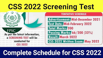 CSS 2022 | Screening Test for CSS 2022 | Syllabus for screening test | CSS Screening Test 2022