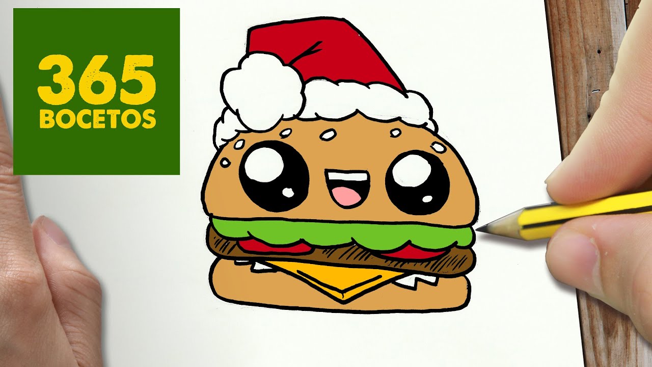 COMO DIBUJAR HAMBURGUESA PARA NAVIDAD PASO A PASO: Dibujos kawaii navideños  - How to draw a Burguer - thptnganamst.edu.vn