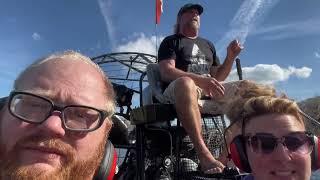 Airboat ride on Withlacoochee River Florida. Exotic birds, turtles and alligators.