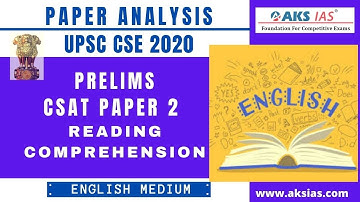 Prelims 2020 |CSAT Paper 2|English Passages & Reading Comprehension||UPSC|Civils|AKS IAS