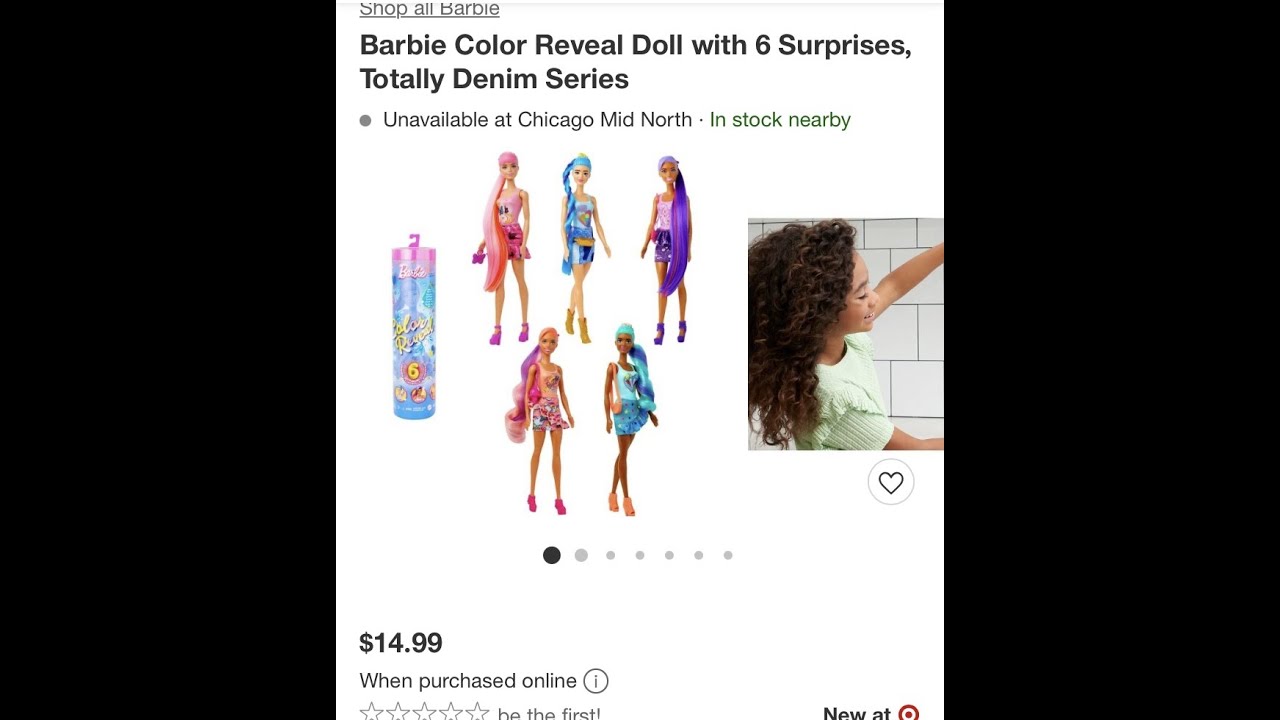 Barbie Color Reveal Doll with 6 Surprises, Totally Denim Series