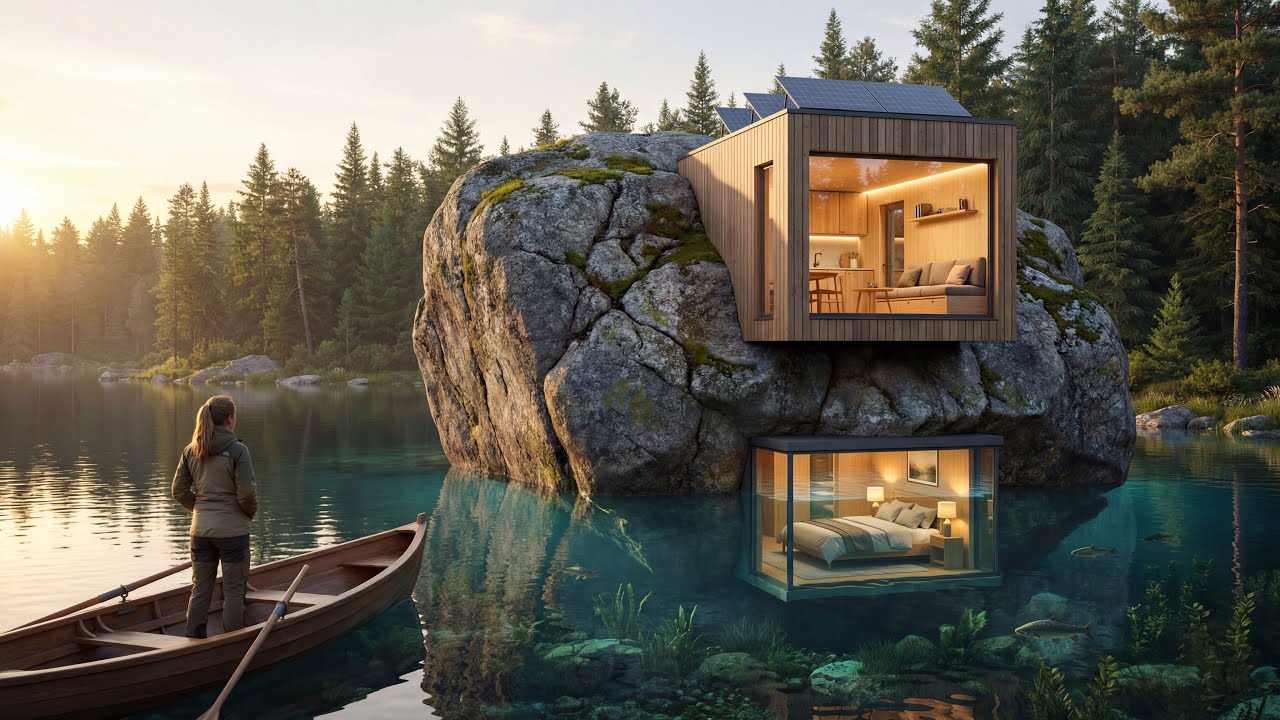 Building an Underwater House from a 10 Meter Boulder with a Hidden Room (ASMR)