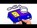 Drawing and coloring kitchen equipment