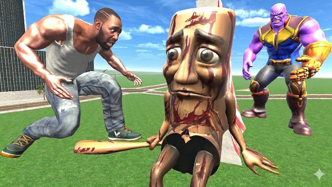 Colorful Thanos vs Tung Tung Sahur Family & Franklin In Indian Bike Driving 3d