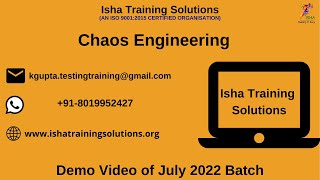Chaos Engineering Demo Video on 6th July 2022. Pls contact WhatsApp us on +91 8019952427 to enroll