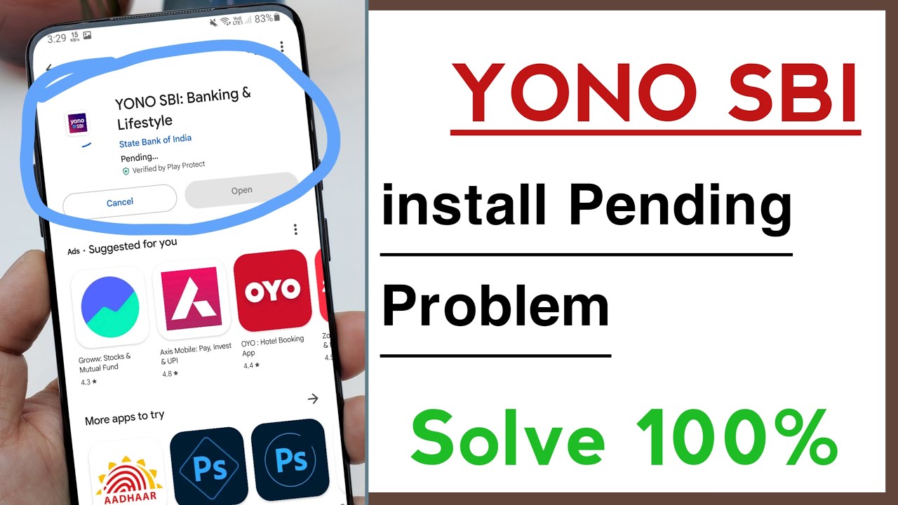 YONO SBI install Pending Problem, Play Store Install Pending Problem in YONO SBi