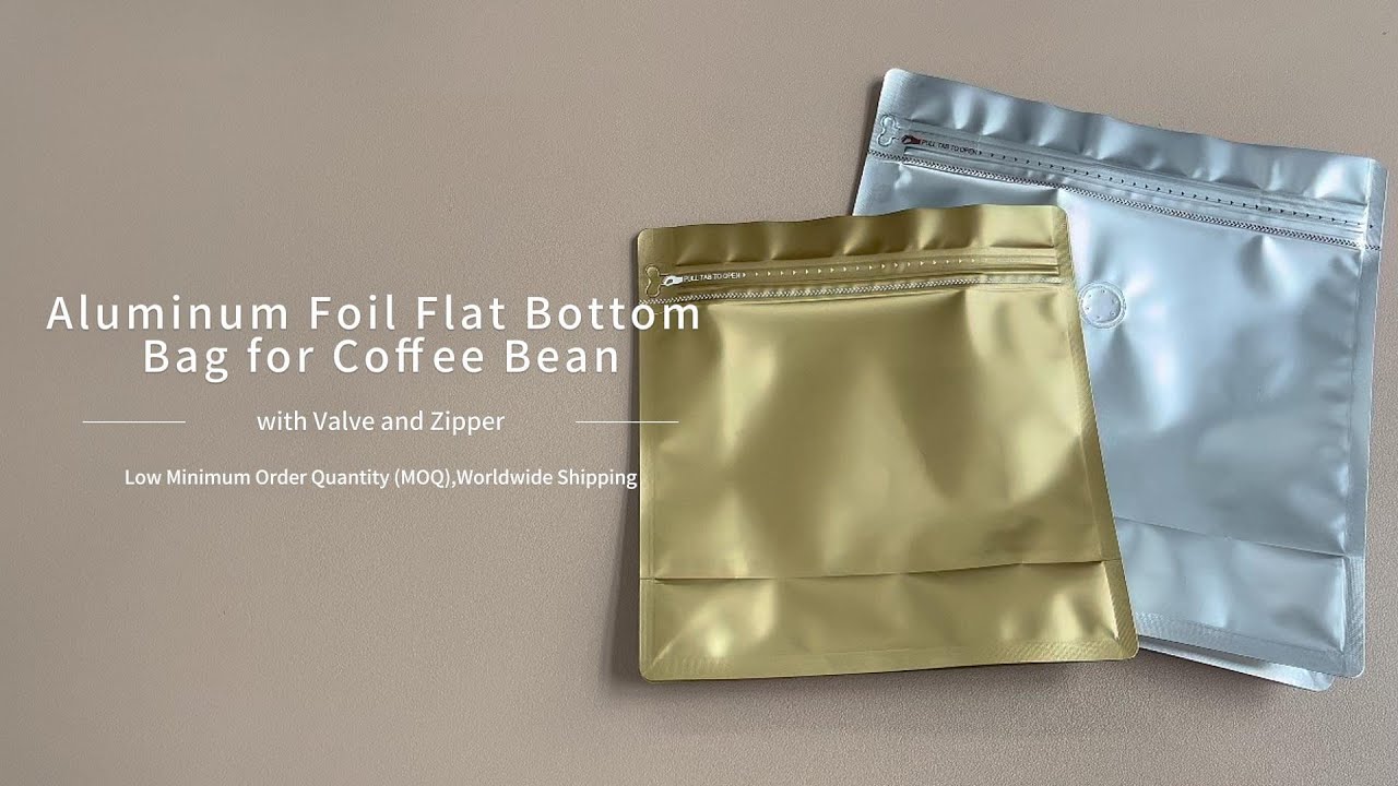 Aluminum Foil Flat Bottom Bag for Coffee Bean with Degassing Valve - KanzoPack