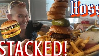 ROADHOUSE HOSS BURGER ~ STACKED BURGER CHALLENGE ~ LIVIN LARGE AUDIO DISFUNCTION