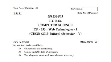 tybsc sem 5 web tech-I previous year question paper 2022/ tybsc sppu 2022 question paper