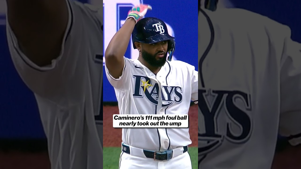 Impressive reflexes by the ump to get out of the way of this laser by Junior Caminero 😱 #rays #mlb