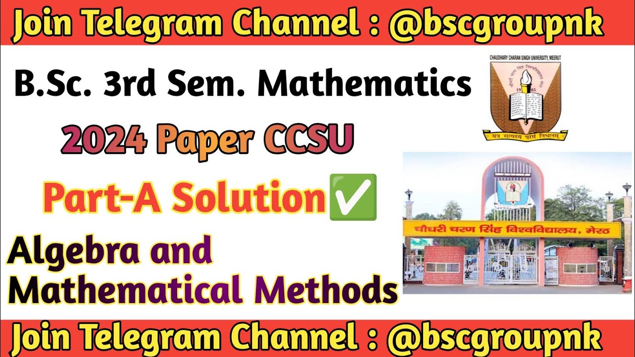 Solving 2024's B.Sc. 3rd Sem. Most Confusing Math Exam  Part-A 