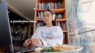 Productive vlog 💻 studying for finals, busy days, couple work date, apartment update, home cooking
