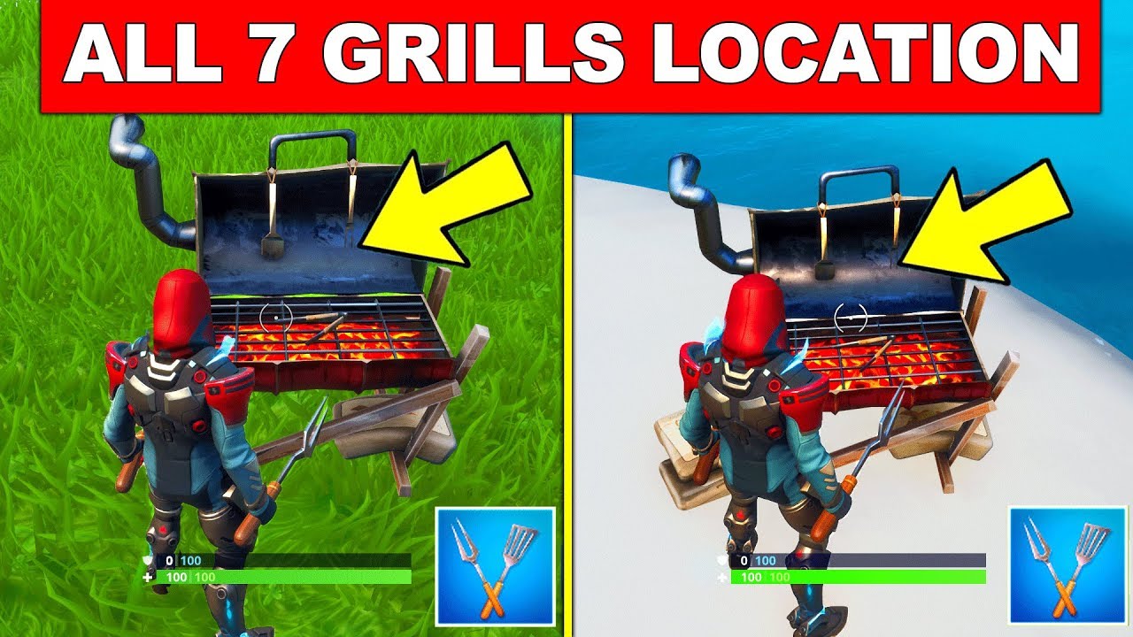 Forkortelse pin Ripples DESTROY GRILLS WITH THE LOW n' SLOW HARVESTING TOOL - ALL 7 LOCATIONS (14  DAYS OF SUMMER FORTNITE) - YouTube