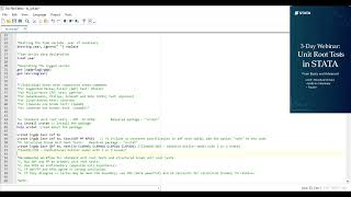 Webinar Day 1: Time Series Unit Root Tests (Standard and Structural Breaks Tests )