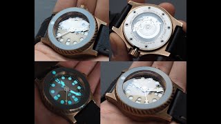 H2O / Helberg watch - ORCA - turbine bezel - bronze case - 2000m WR diver
