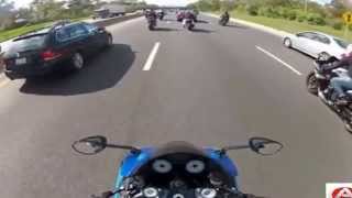 Incredible motorcycle crash in highway!!!!!