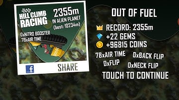 Hill Climb Racing. Hovercraft & Alien Planet - 2355m (WR)
