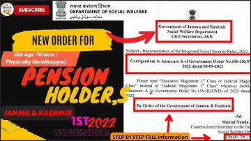 Pensioner Re-verification in J&K New Order Released From Social Welfare |Old Age/Widow/P.H2022