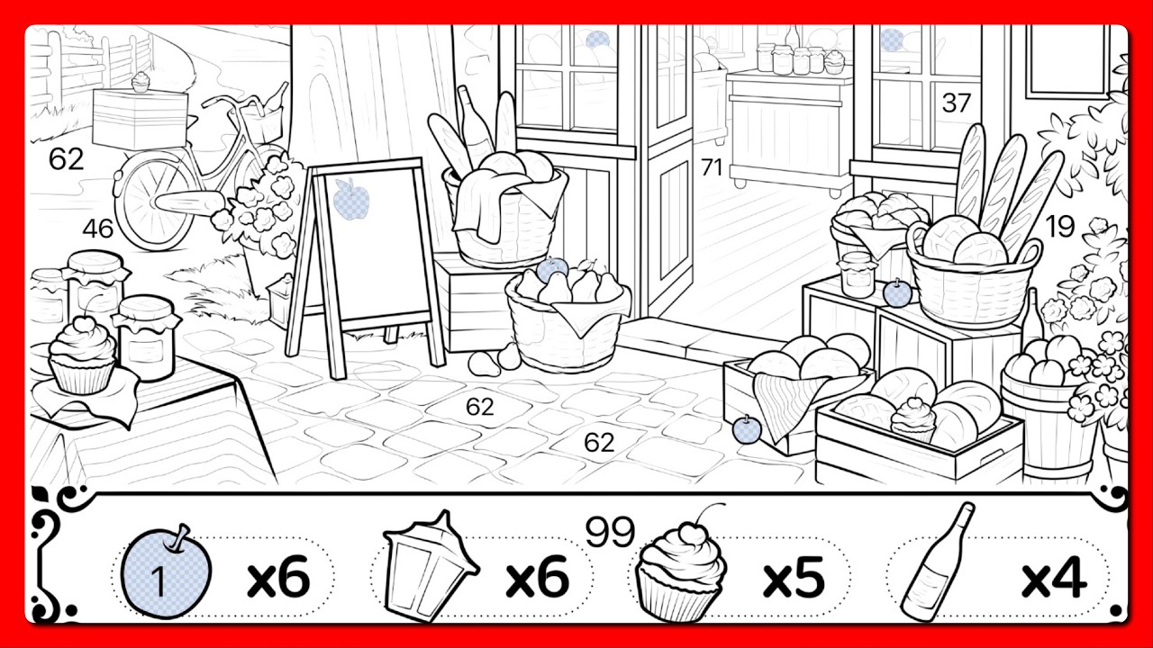 Color by Number Hidden Objects Cozy Outdoor Bakery Zen Color app #coloringbook