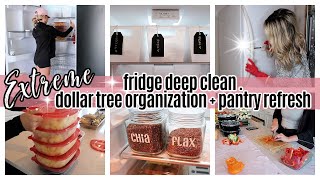 *NEW* EXTREME DEEP CLEAN AND ORGANIZE WITH ME + PANTRY RESTOCK DOLLAR TREE FRIDGE ORGANIZATION SAHM