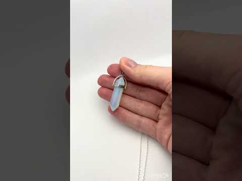 Кулон з Місячним каменем кристал шестигранник в подарунковій коробочці, видео 2