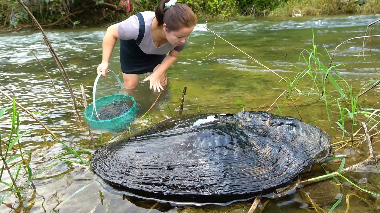 The flood broke through the clams, and the girl reached out to dig for pearls. It's so refreshing