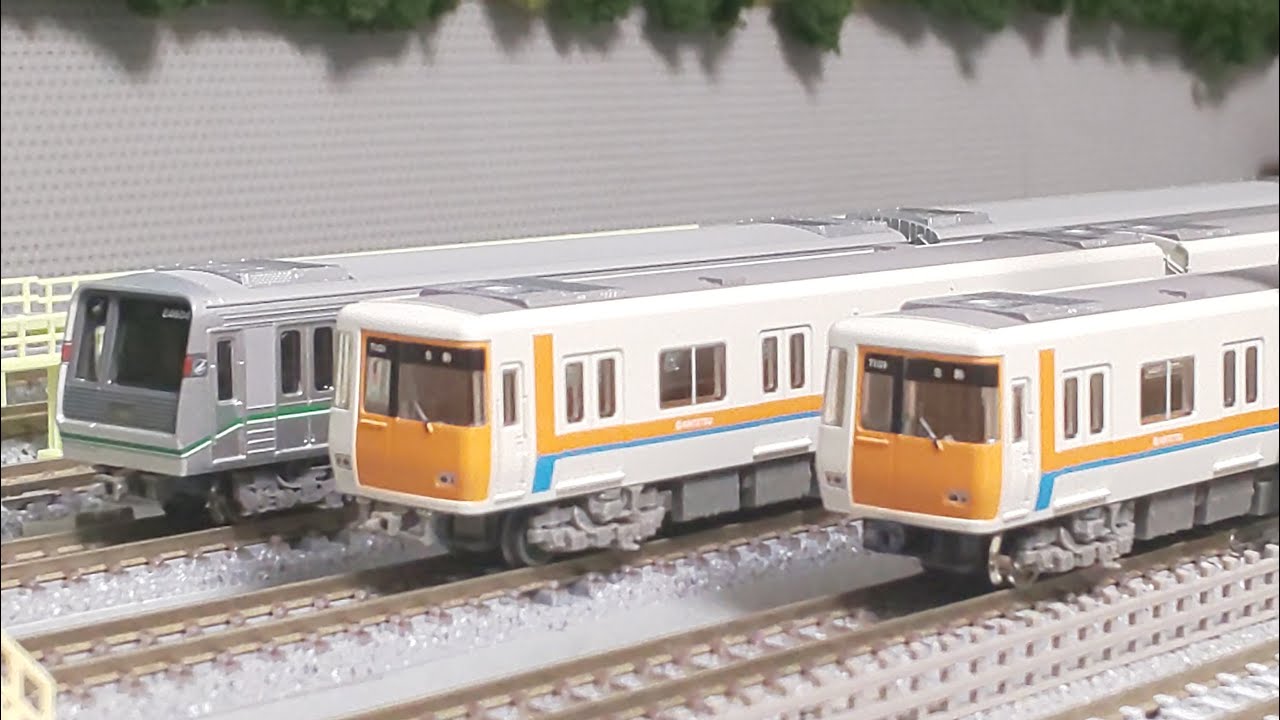 Nゲージ　トミックスTCS自動踏切Ⅱを近鉄7000系が通過