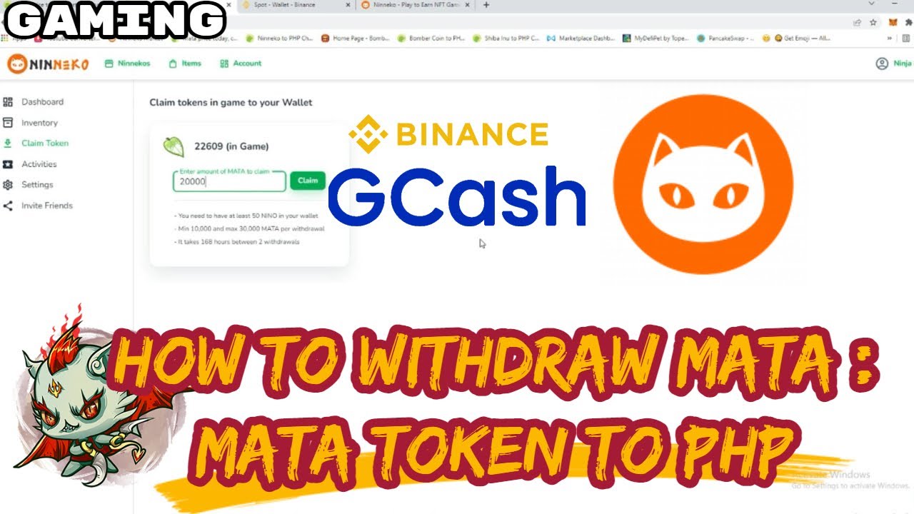 NINNEKO | HOW TO WITHDRAW MATA TOKEN TO PHP (BINANCE) | MATA TOKEN -  METAMASK BNB - GCASH [TAGALOG] - YouTube