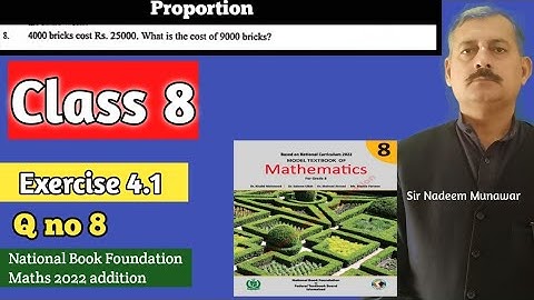 Class 8 Exercise 4.1 Q no 8 NBF Maths Ex 4.1 Proportion Words problem in Urdu Sir Nadeem Munawar