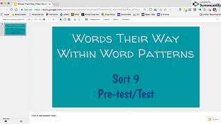 WTW W/W Sort 9 Pretest/Test