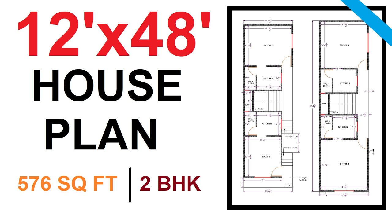 12x48 Small House Plan 576 Sq Ft Ghar Ka Naksha houseplan