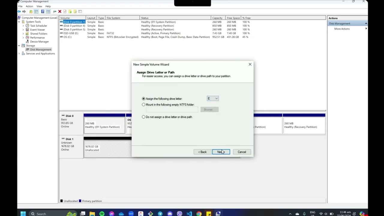 Initialize a freshly wiped hard drive
