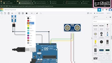 Ultrasonic Sensor with servo at Tinkercad using Arduino | #arduinoproject#how_make_smart_dustbin#how
