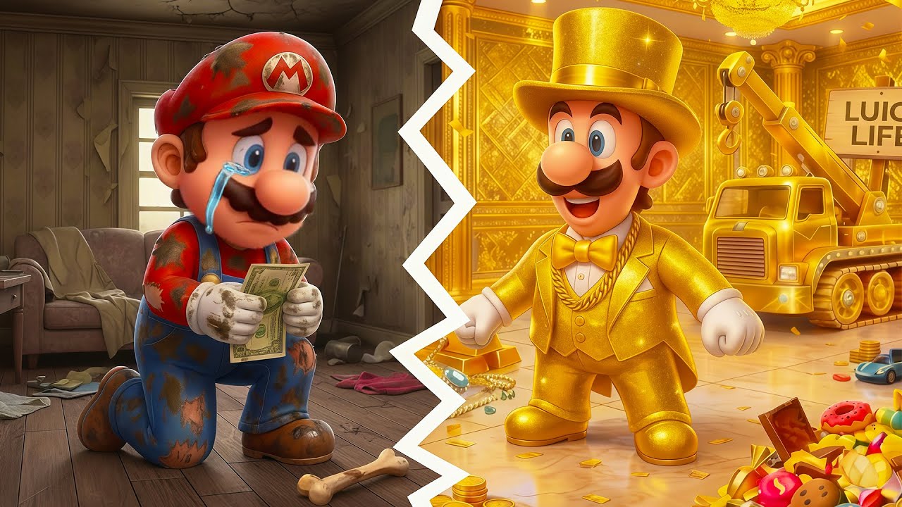 ¡A vida do Mario como pobre vs. a do Luigi como rico! | Animação do Super Mario Bros