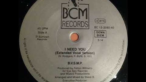 B.V.S.M.P. - I Nedd You (Extended Vocal Version)